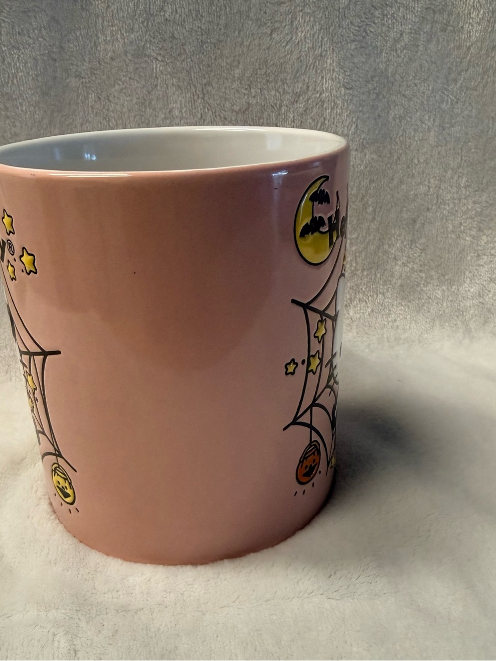 Sanrio Hello Kitty Skeleton Pink Spiderweb Halloween Spooky Ceramic Big Mug 20oz - Picture 3 of 8